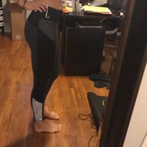Black leggings with grey and mesh accent